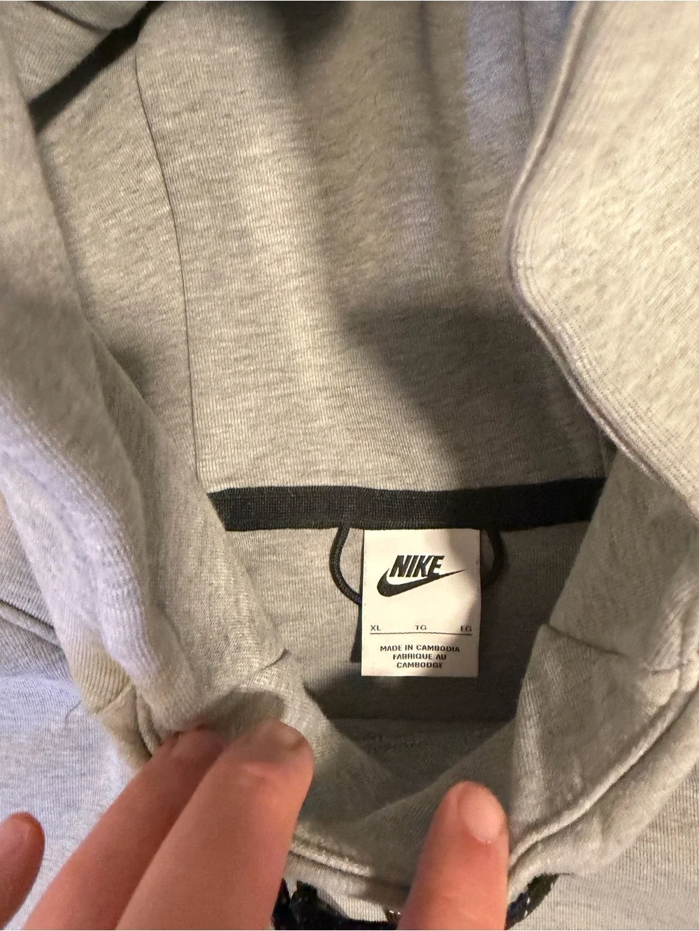 Nike Tech Fleece Hoodie Grey Pullover Sleeve Zip Pocket  XL In GUC